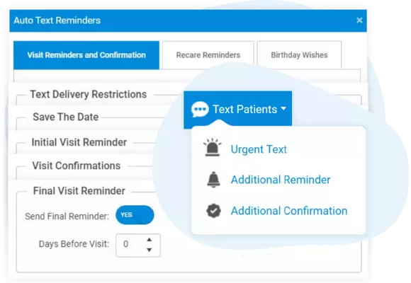 auto text and text patients dropdown