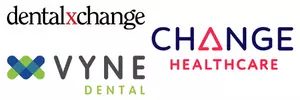 DentalXChange, Change Healthcare, and Vyne Dental logos
