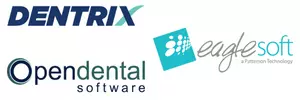 Dentrix, Eaglesoft, and OpenDental logos