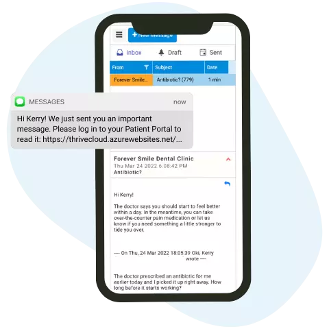 patient portal with text alert