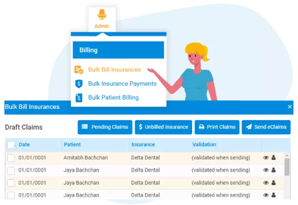 Bulk bill insurances in menu and window