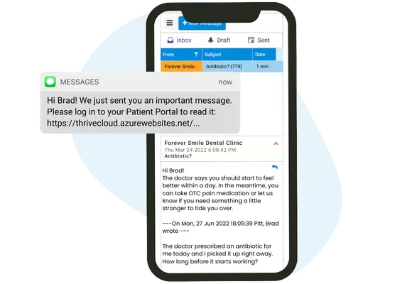 secure messaging in the patient portal with a text message alert