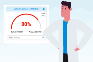 dentist looking at patient collections