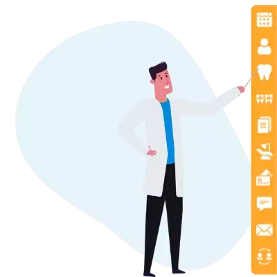 dentist pointing to ThriveCloud toolbar